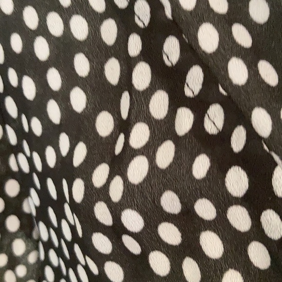 Career blouse, darling polka dot top with elastic waist, cute bow tie at neck, M - Picture 3 of 9